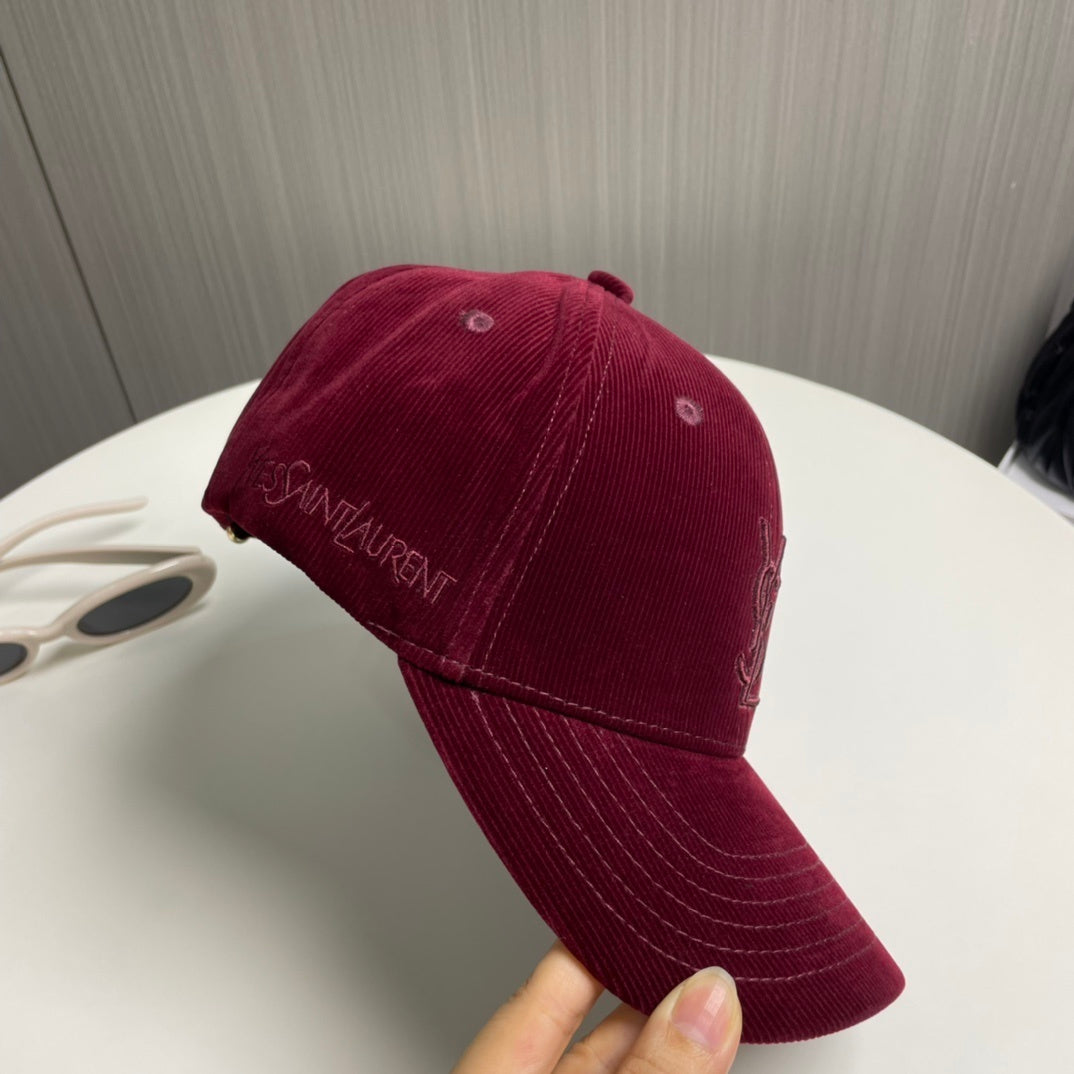 YSL Designer Inspired Corduroy Baseball Cap