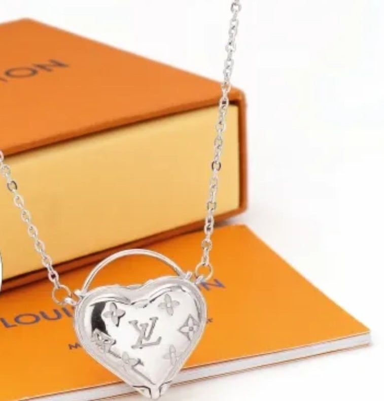 LV INSPIRED Heart NECKLACE