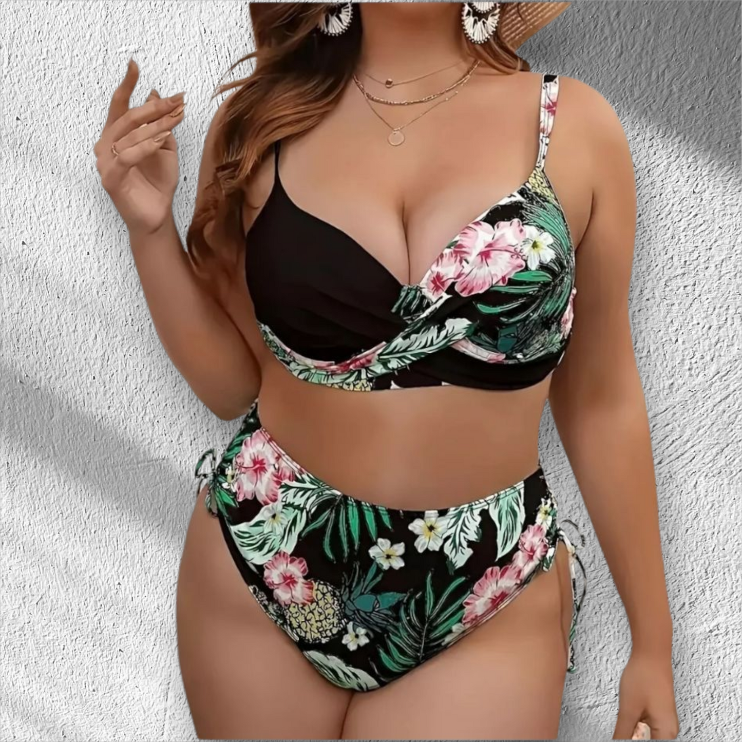 PLUS SIZE 2PC TROPICAL BIKINI SET