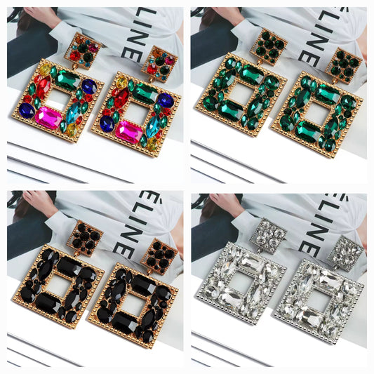 Square Rhinestones Earrings