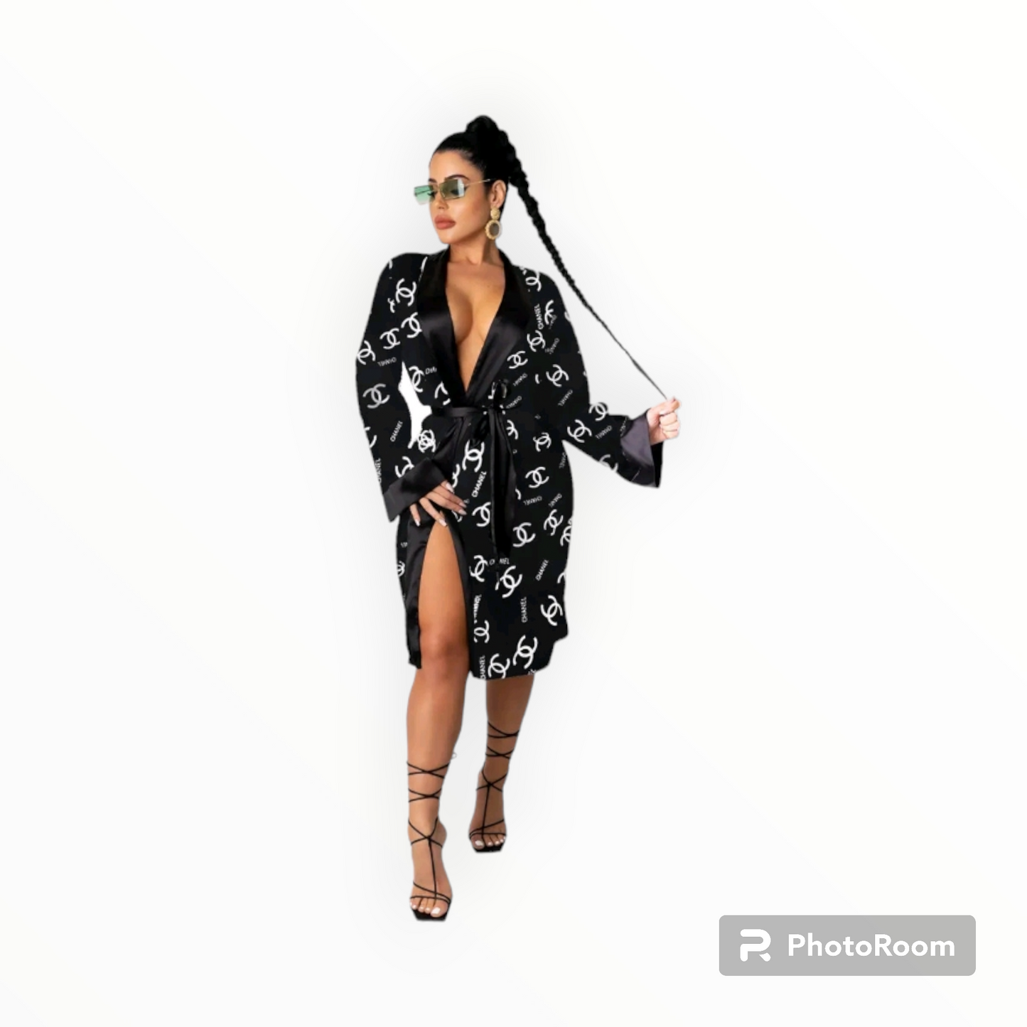 Chanel inspired robe and bonnet set