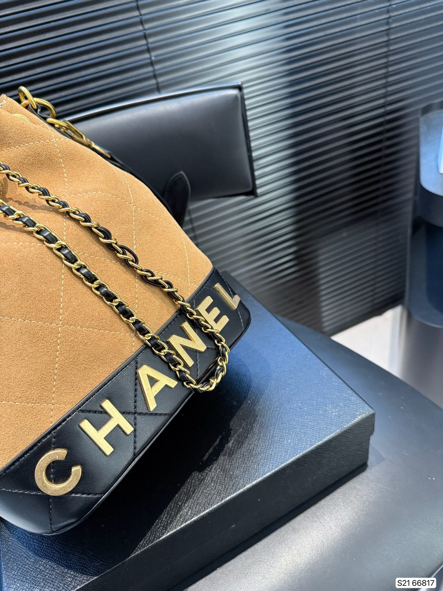 Chanel inspired Suade bucket handbag