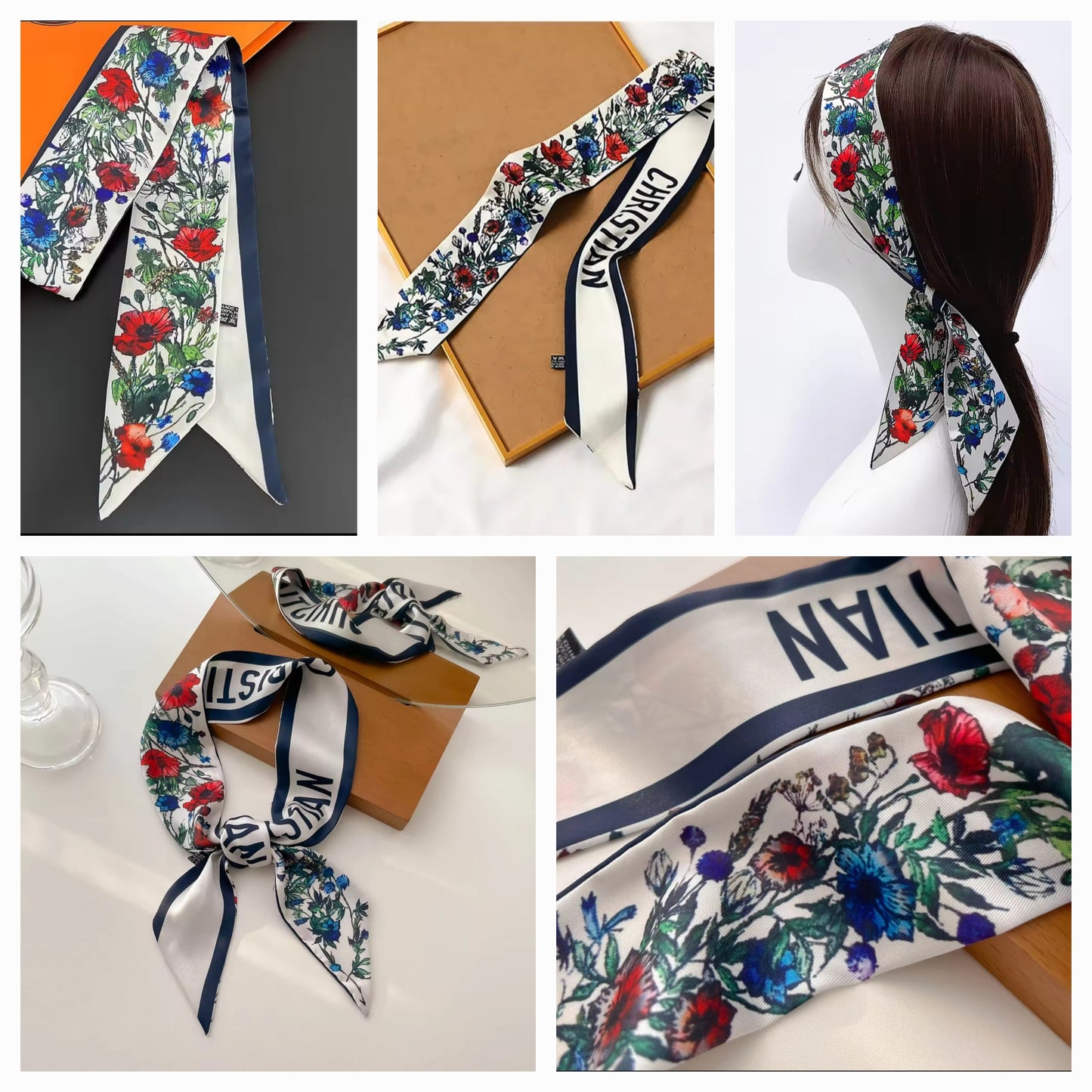Christian Dior Ribbon Twill Scarves