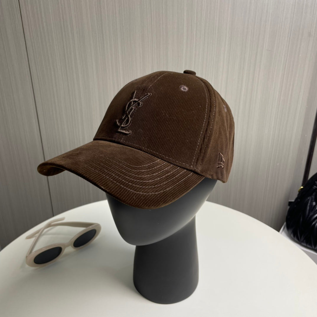 YSL Designer Inspired Corduroy Baseball Cap