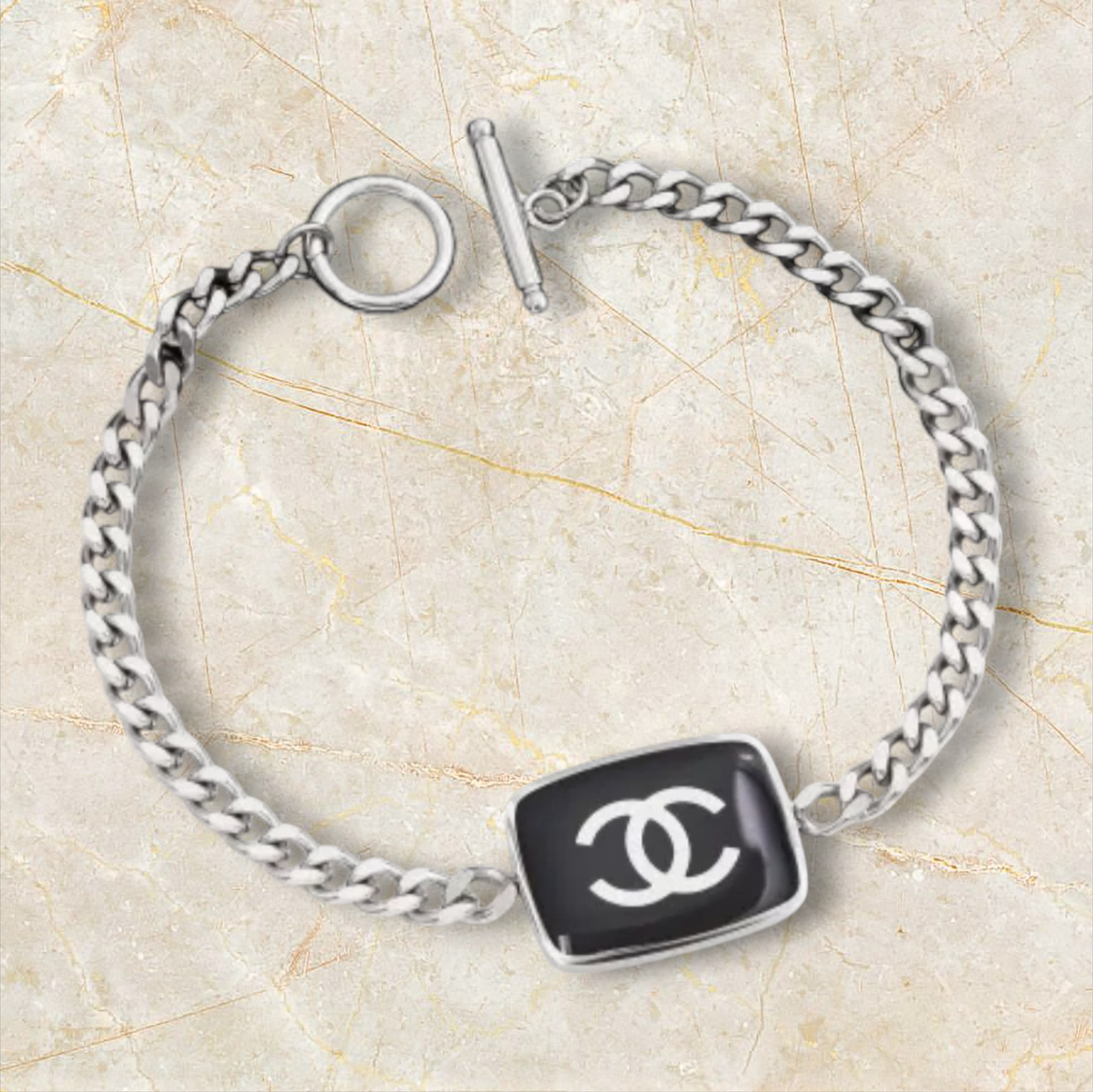 Chanel inspired cuban bracelet