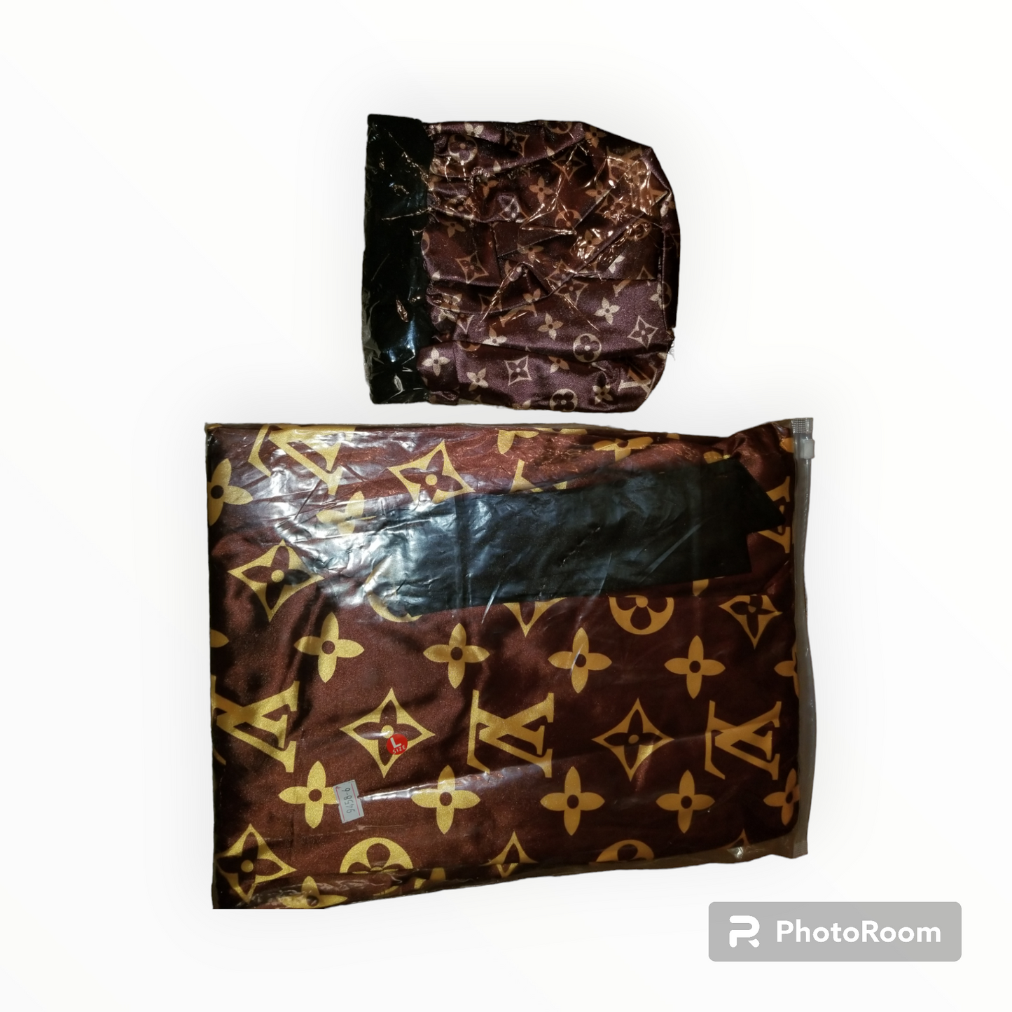 Lv inspired robe and Bonnet set