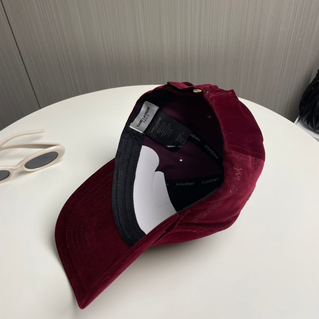 YSL Designer Inspired Corduroy Baseball Cap