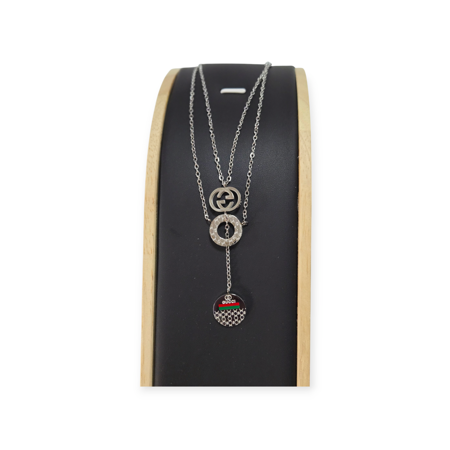 Gucci Inspired silver triple ring necklace