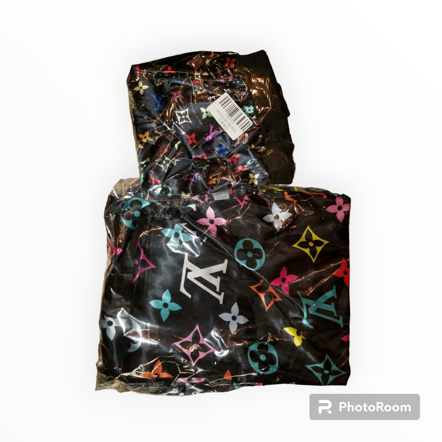 LV inspired Robe and Bonnet set