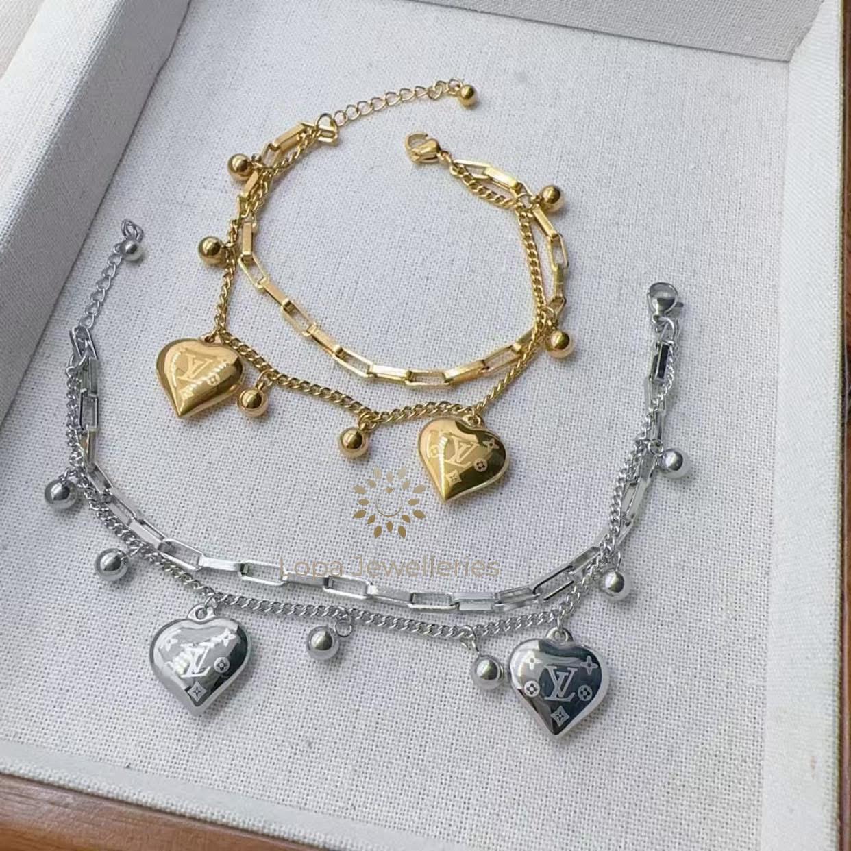 LV inspired Heart Bracelet