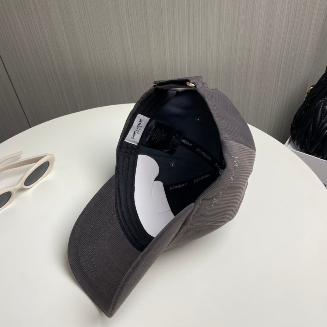 YSL Designer Inspired Corduroy Baseball Cap