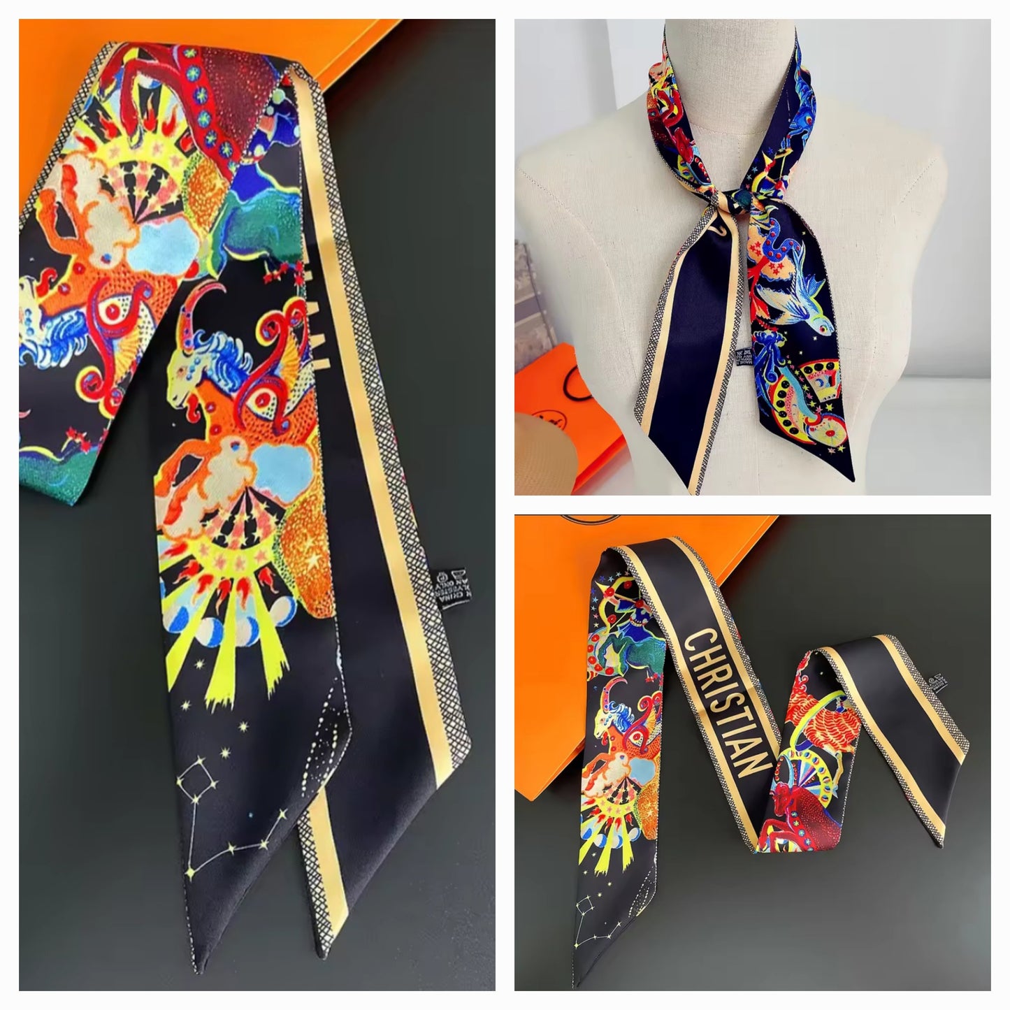 Christian Dior Ribbon Twill Scarves