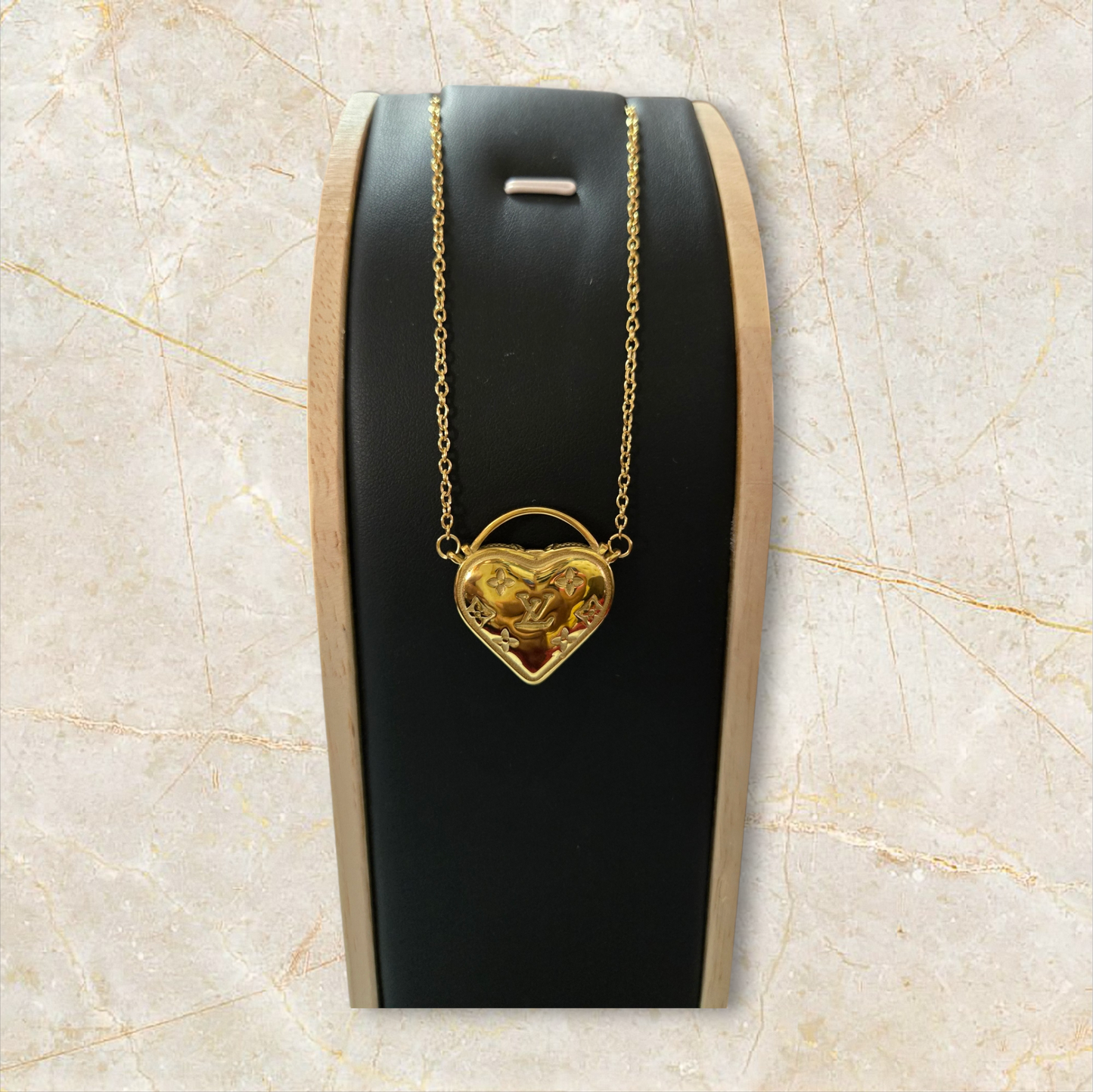 LV INSPIRED Heart NECKLACE