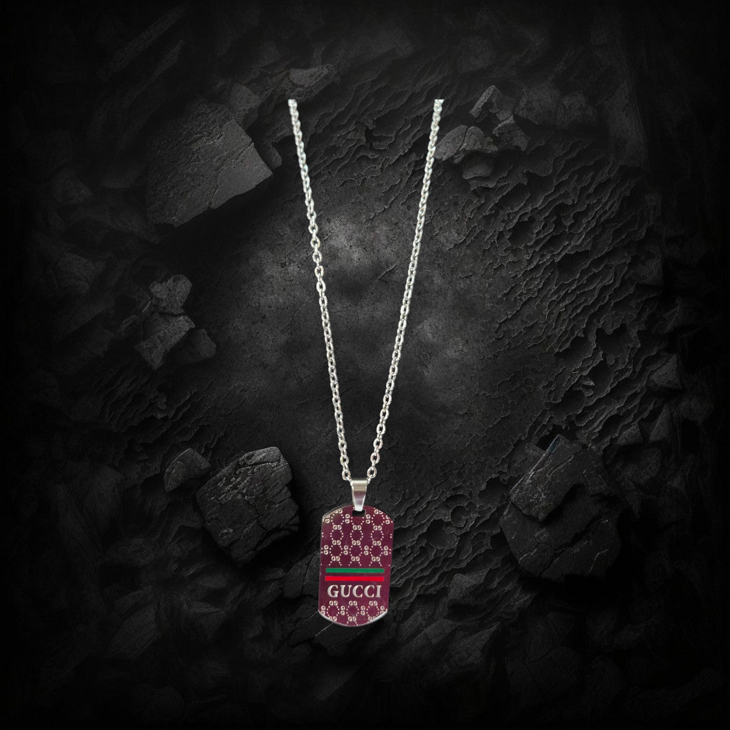 Gucci inspired silver Dog Tag necklace