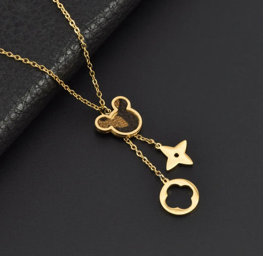 LV inspired Mickey Mouse head Necklace