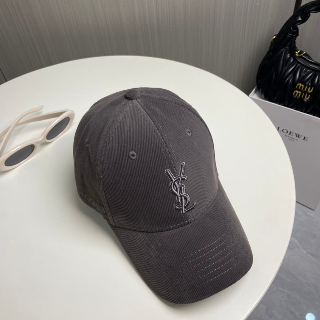 YSL Designer Inspired Corduroy Baseball Cap