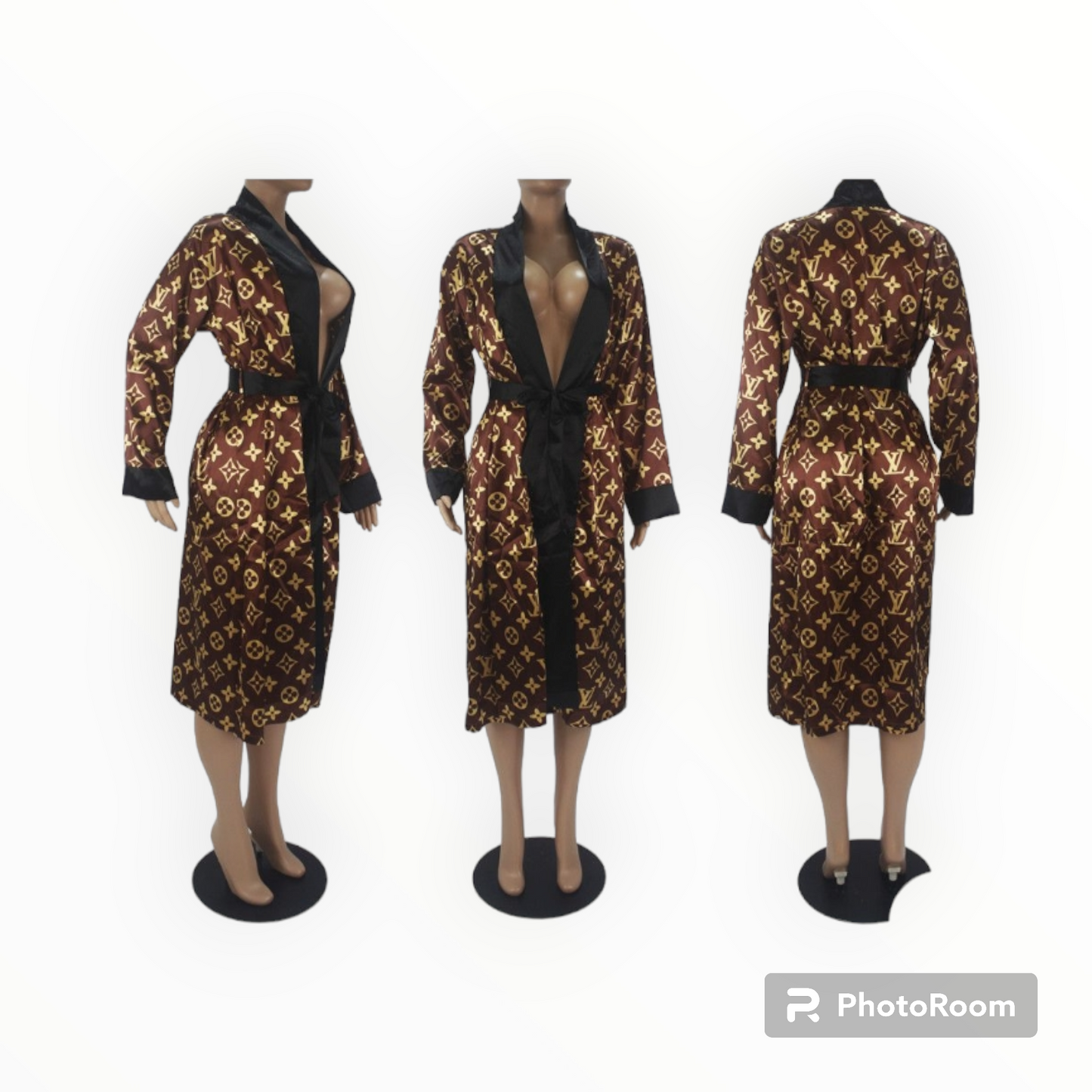 Lv inspired robe and Bonnet set